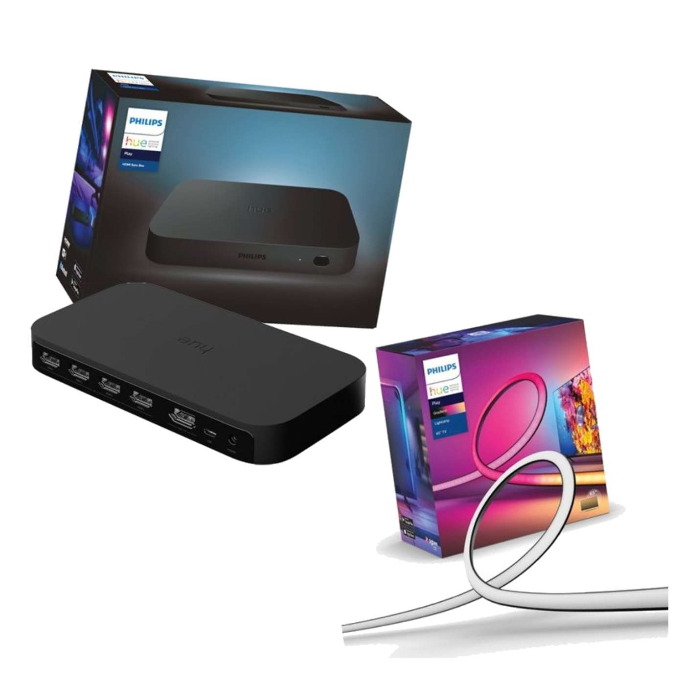 Philips Hue Gradient Lightstrip til TV 55" & HDMI Sync Box Gen 2 (8K) – Bundle