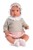 Asi - Leonora babydukke i pink bomsterprint og beige sweater thumbnail-1