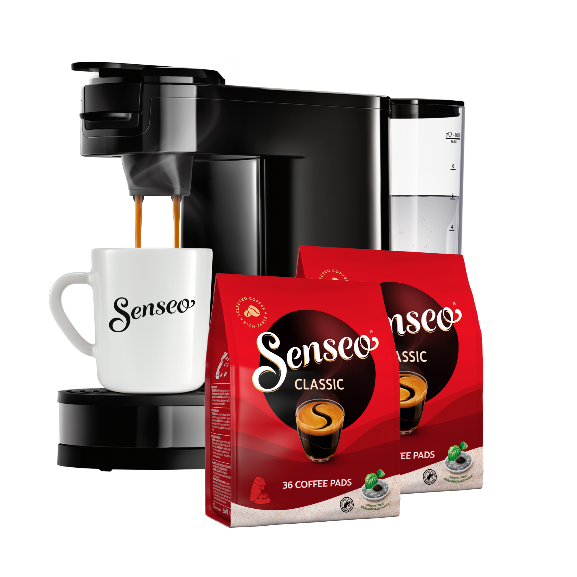 Senseo - Switch Coffe Machine Starterkit - Deep Black - Bundle - Hjemme og kjøkken