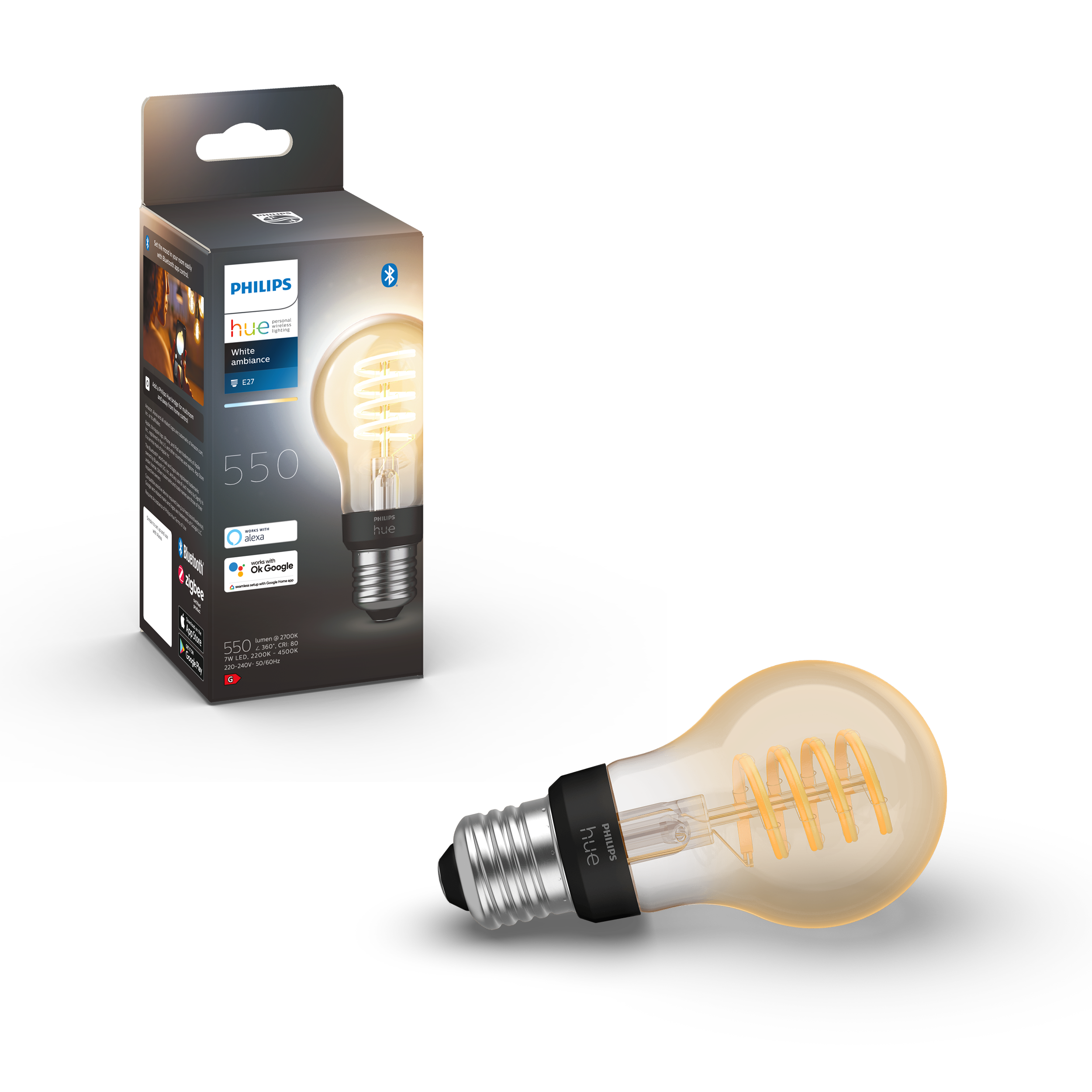 Philips Hue - E27 Filament A60 - Hvid Ambiance