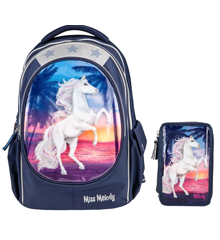 Miss Melody - School Backpack + Triple Pencil Case - Glitter Ocean