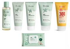 Derma - Eco Baby Shampoo/Bad 150 ml + Oile 150 ml + Creme 100 ml + Salve 100 ml + Sollotion SPF 30 150 ml + Vådservietter 64 stk