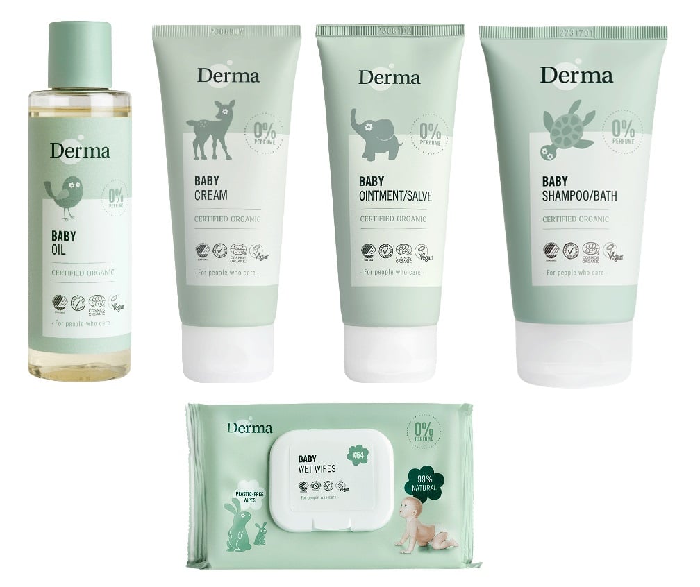 Derma - Eco Baby Shampoo/Bath 150 ml + Oil 150 ml + Cream 100 ml + Ointment 100 ml + Wet Wipes 64 pcs - Skjønnhet