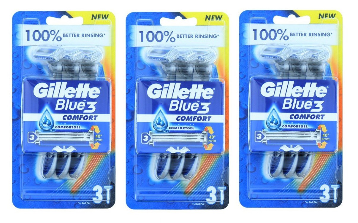 Gillette - 3 x Blue 3 Disposable Razors Comfort 3'S