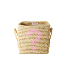 Rice - Small Square Raffia Basket - Pink ?