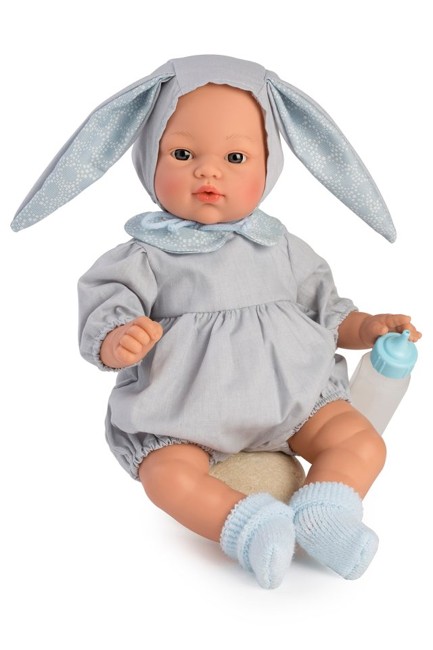 Asi - Koke doll in gray suit with a hood with rabbit ears