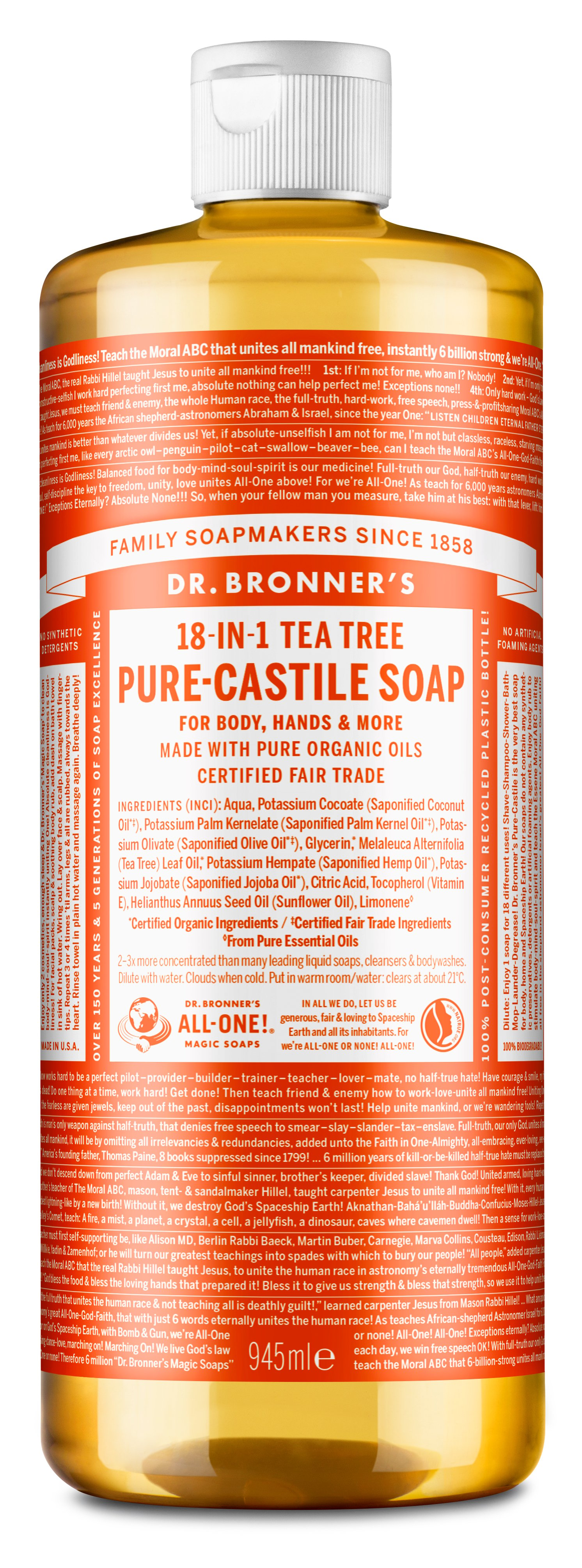 Dr. Bronner's - Pure Castile Liquid Soap Tea tree 945 ml