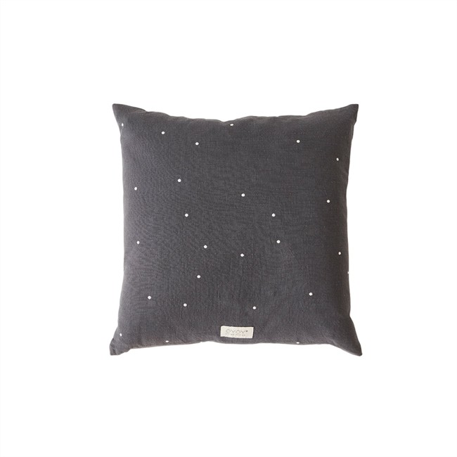 OYOY Living - Kyoto Square Organic Cushion - Anthracite Dot