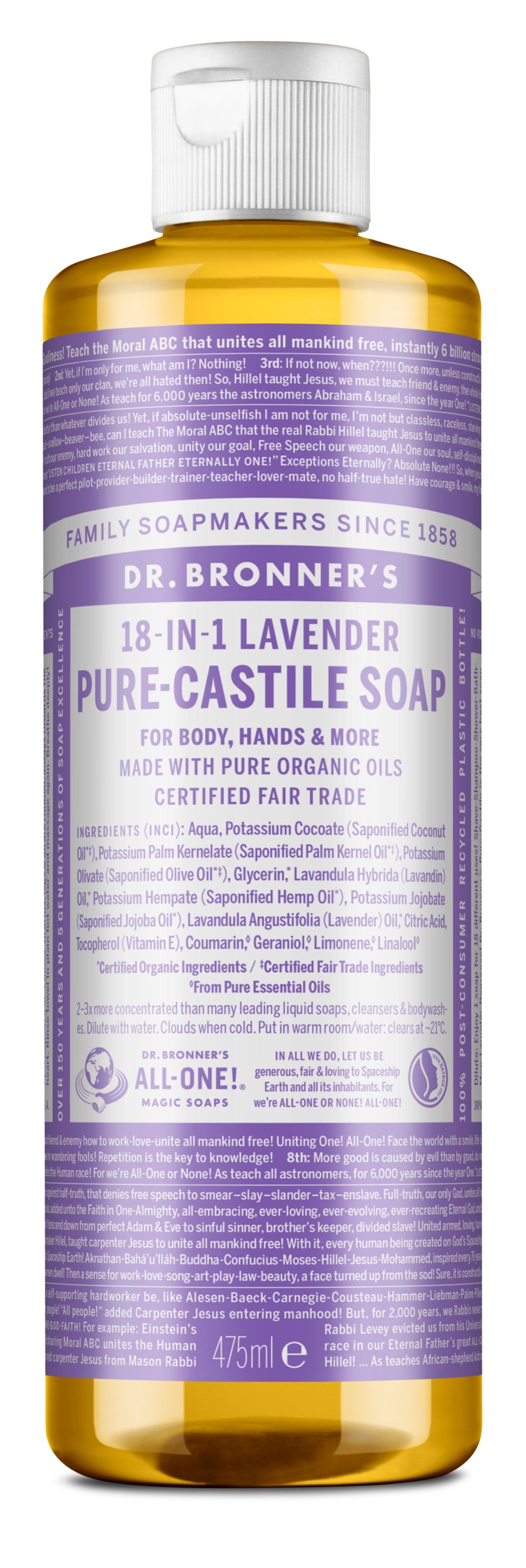 Dr. Bronner's - Pure Castile Liquid Soap Lavender 475 ml - Skjønnhet