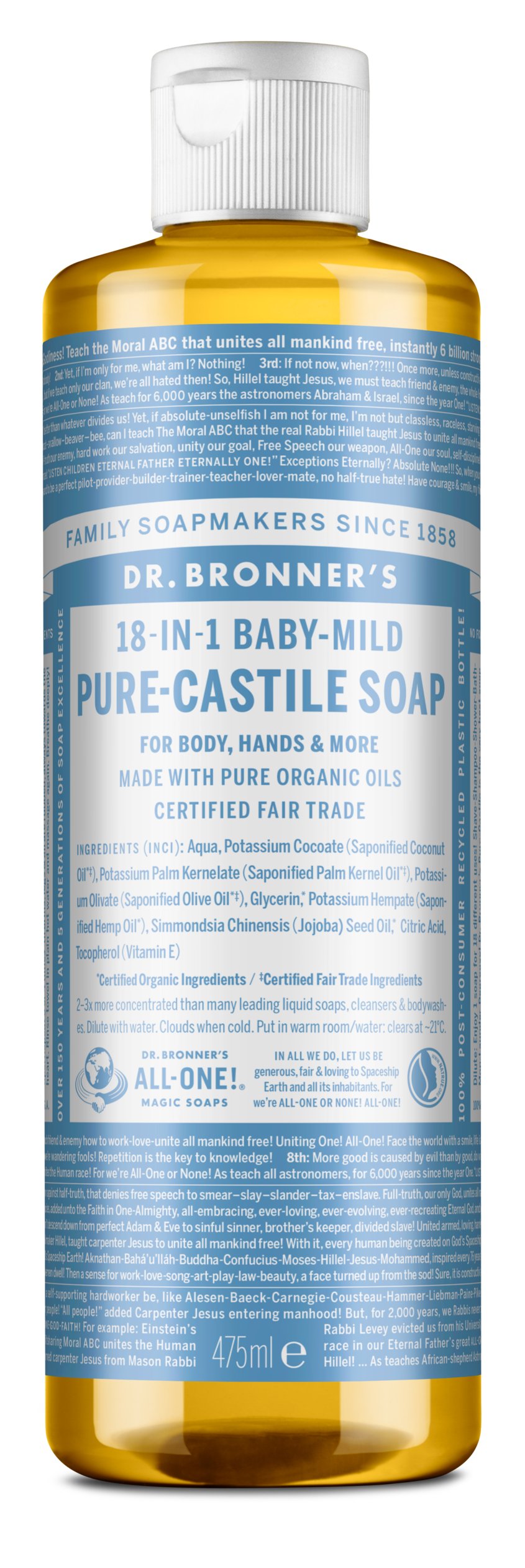 Dr. Bronner's - Pure Castile Liquid Soap Baby Mild 475 ml - Skjønnhet