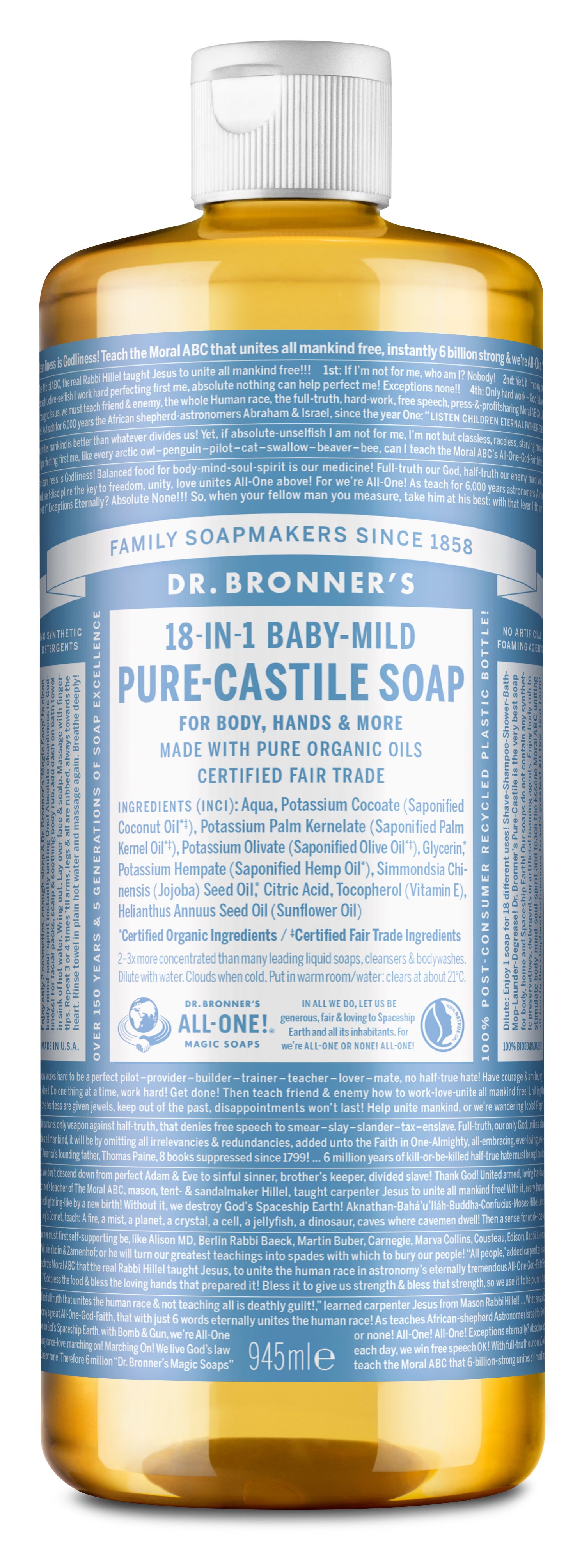 Dr. Bronner's - Pure Castile Liquid Soap Baby Mild 945 ml - Skjønnhet