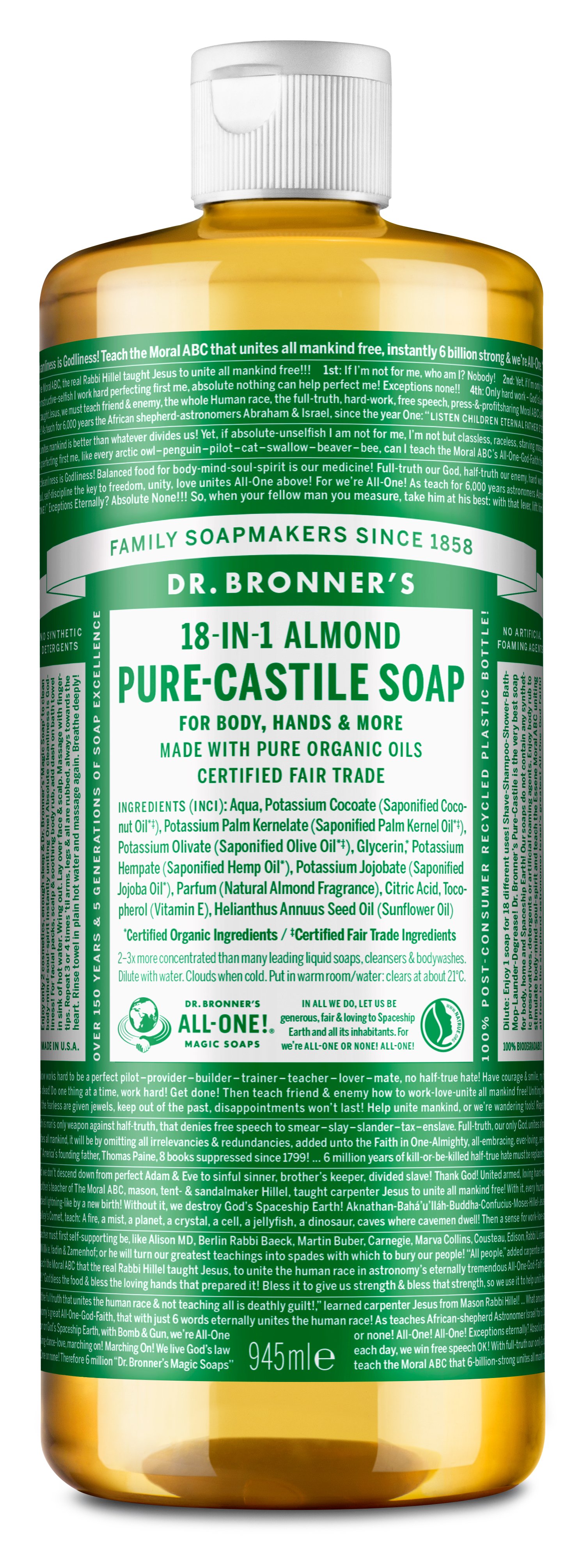 Dr. Bronner's - Pure Castile Liquid Soap Almond 945 ml - Skjønnhet