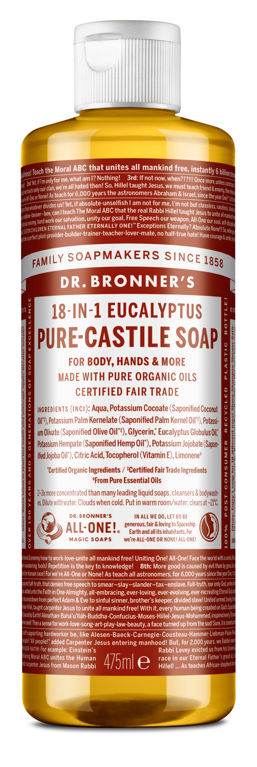 Dr. Bronner's - Pure Castile Liquid Soap Eucalyptus 475 ml - Skjønnhet