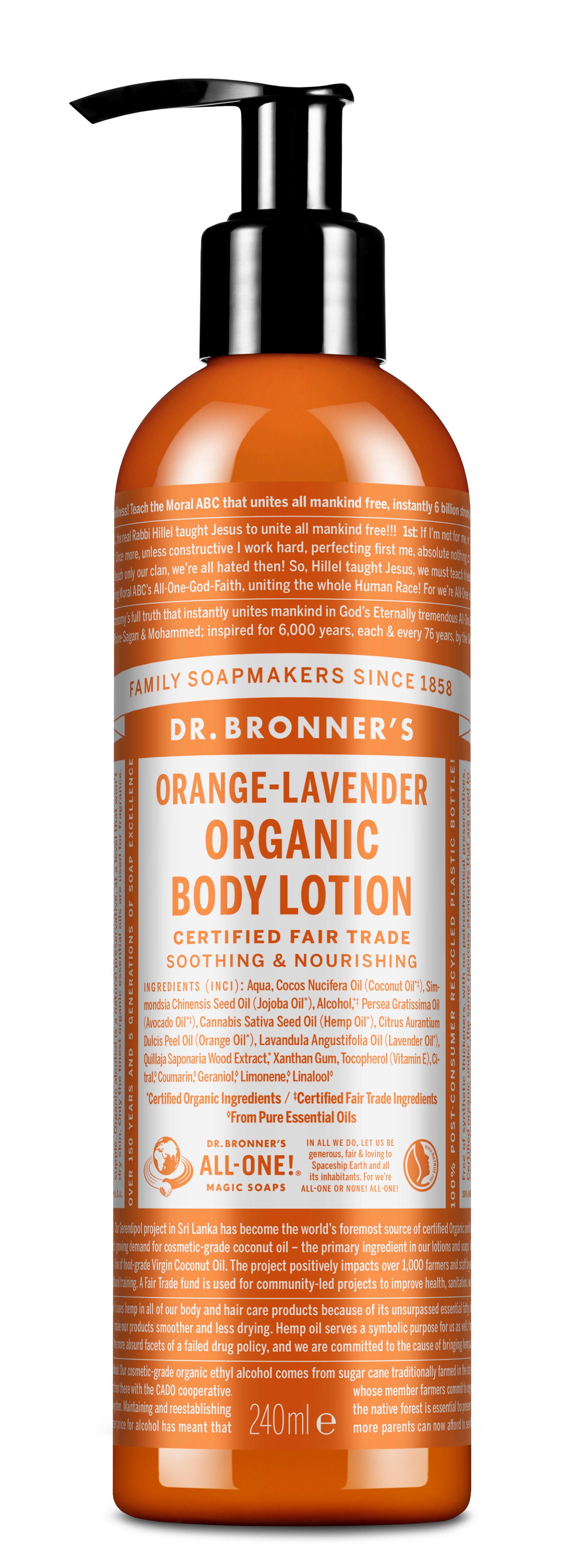 Dr. Bronner's - Organic Body Lotion Orange Lavender 240 ml - Skjønnhet