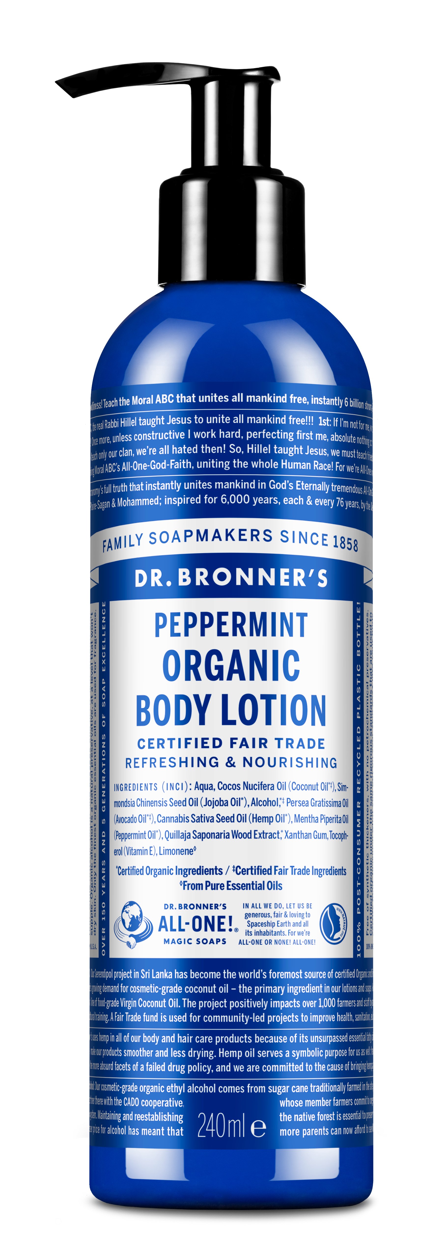 Dr. Bronner's - Organic Body Lotion Peppermint 240 ml - Skjønnhet