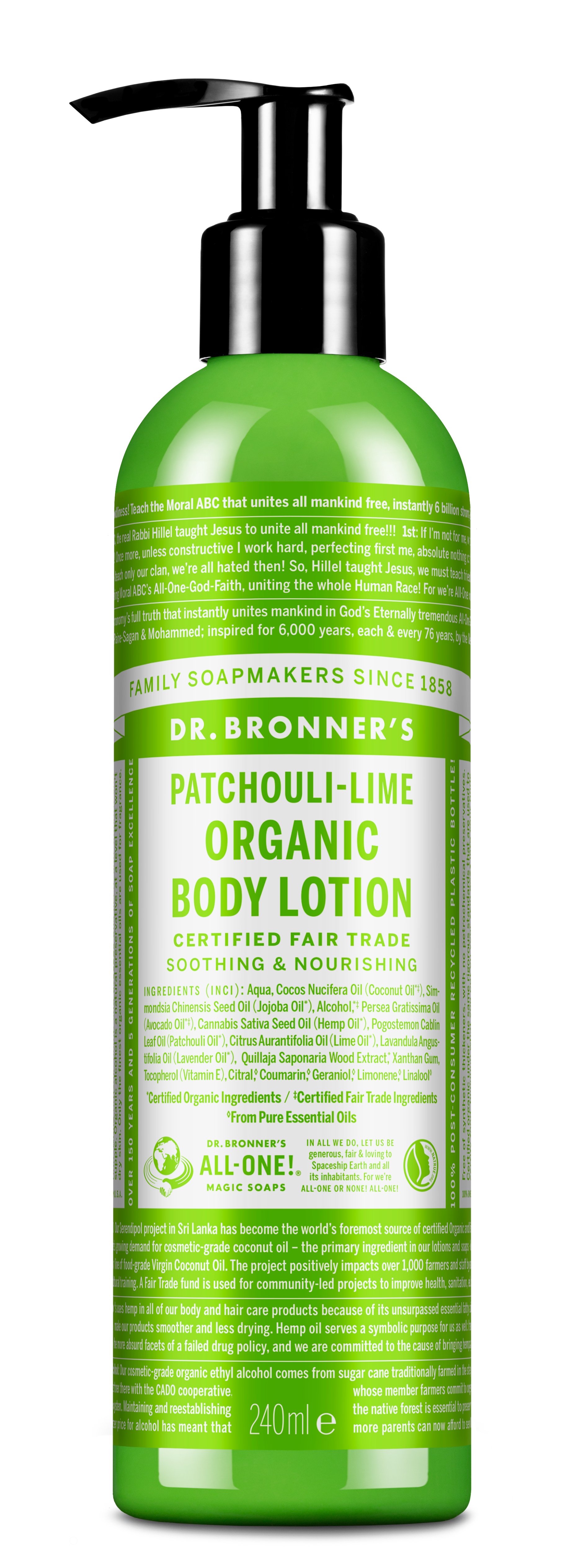 Dr. Bronner's - Organic Body Lotion Patchouli Lime 240 ml - Skjønnhet