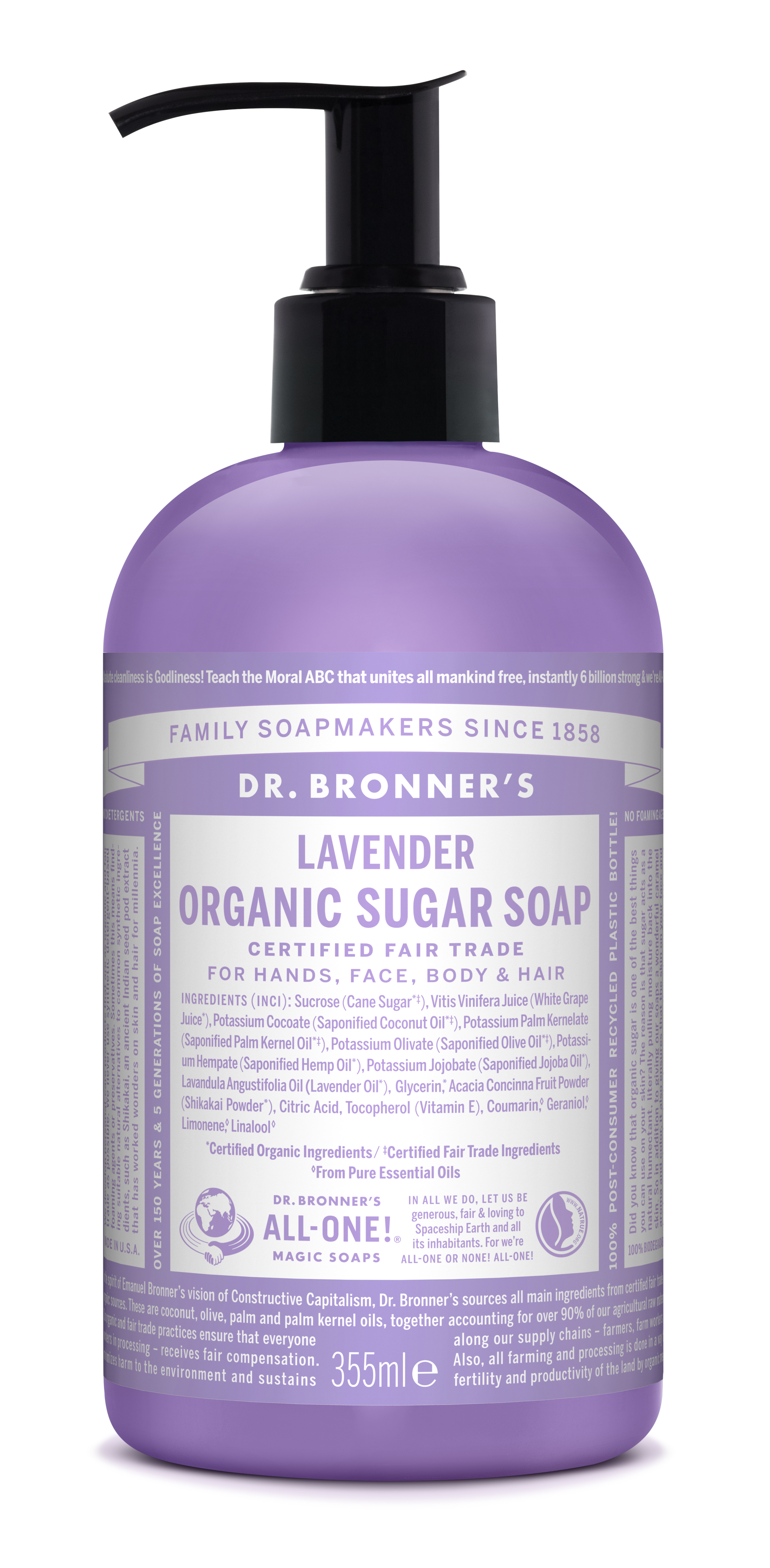 Dr. Bronner's - Organic Sugar Soap Lavender 355 ml - Skjønnhet