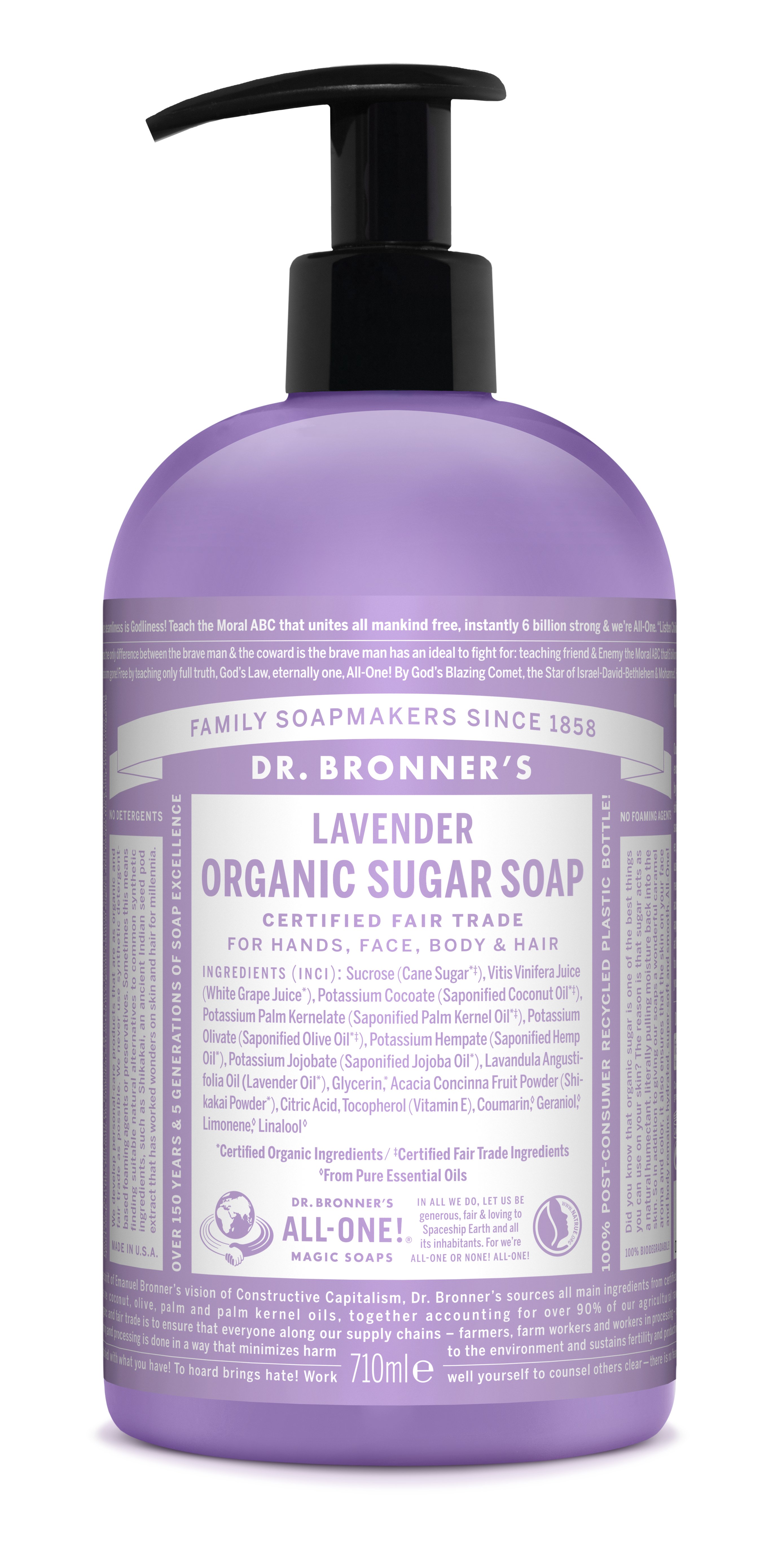 Dr. Bronner's - Organic Sugar Soap Lavender 710 ml - Skjønnhet