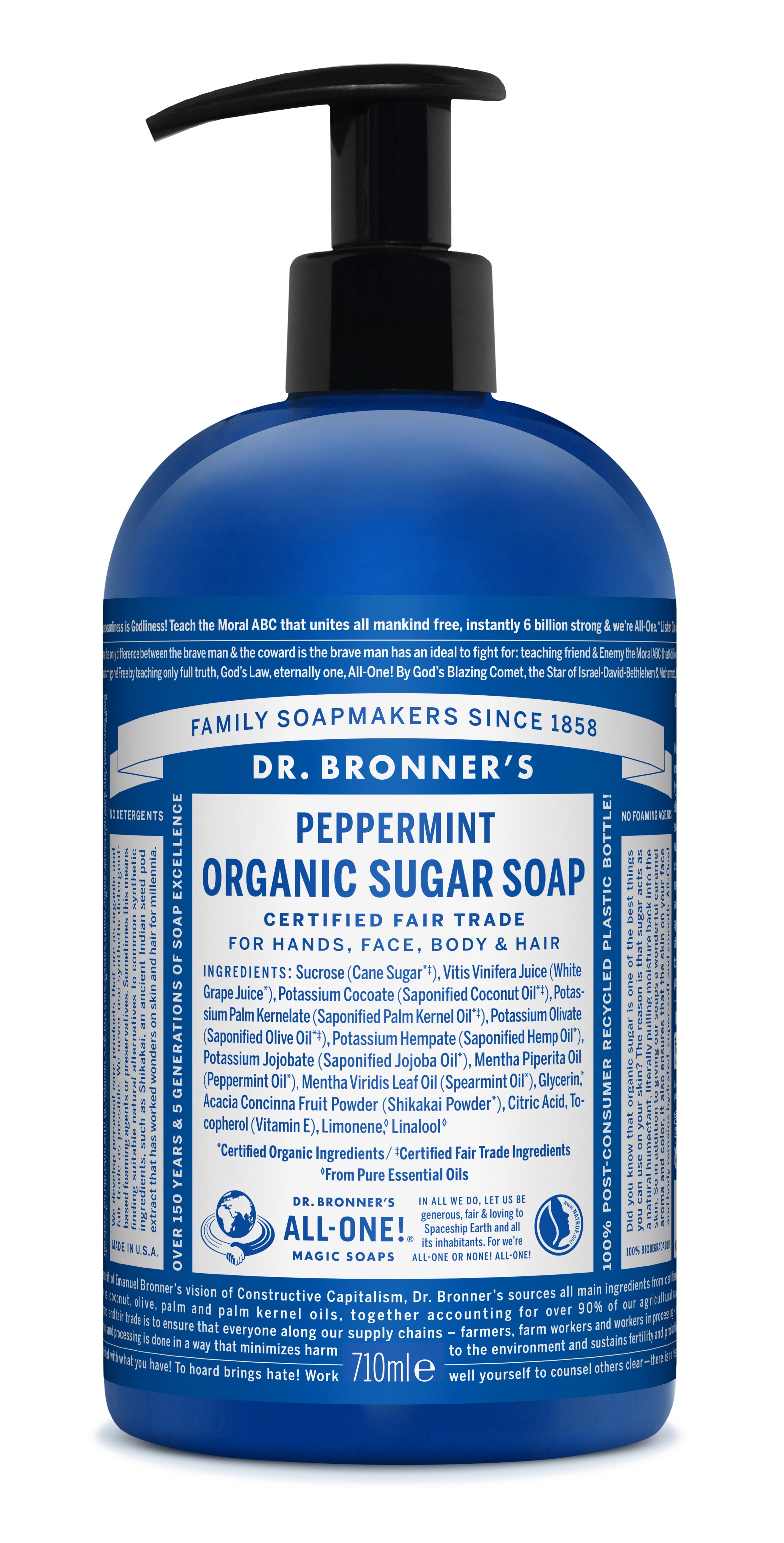 Dr. Bronner's - Organic Sugar Soap Peppermint 710 ml - Skjønnhet