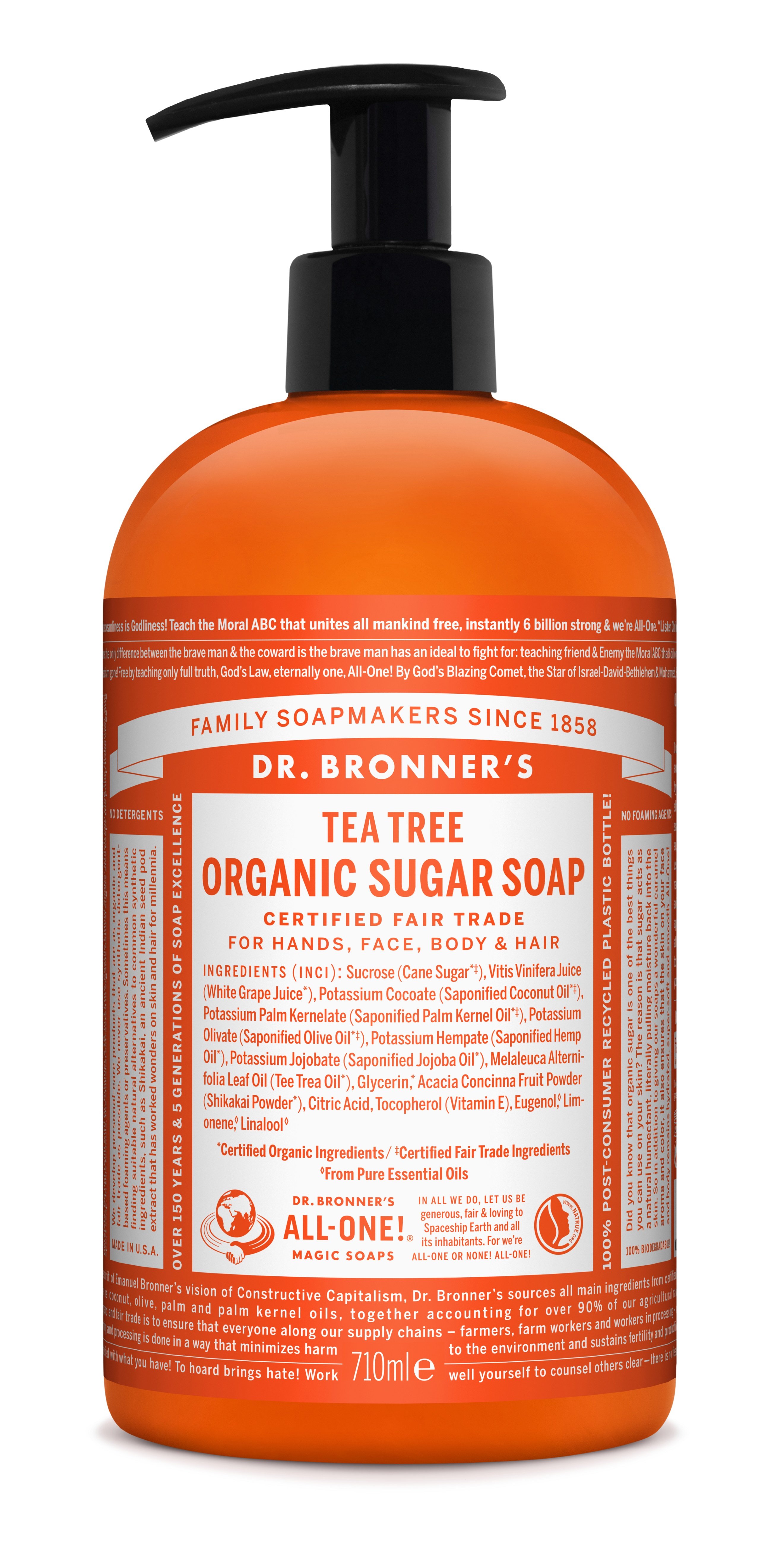 Dr. Bronner's - Organic Sugar Soap Tea Tree 710 ml - Skjønnhet