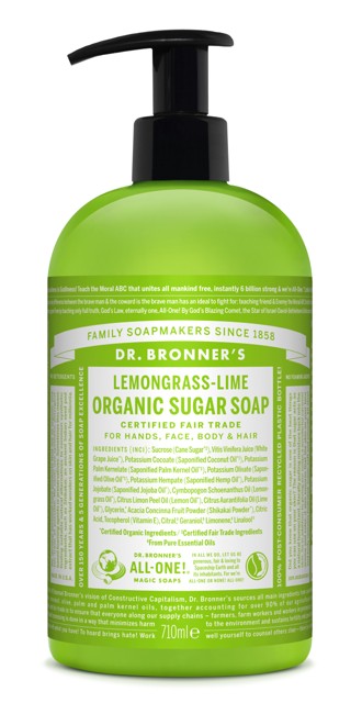 Dr. Bronner's - Organic Sugar Soap Lemongrass Lime 710 ml