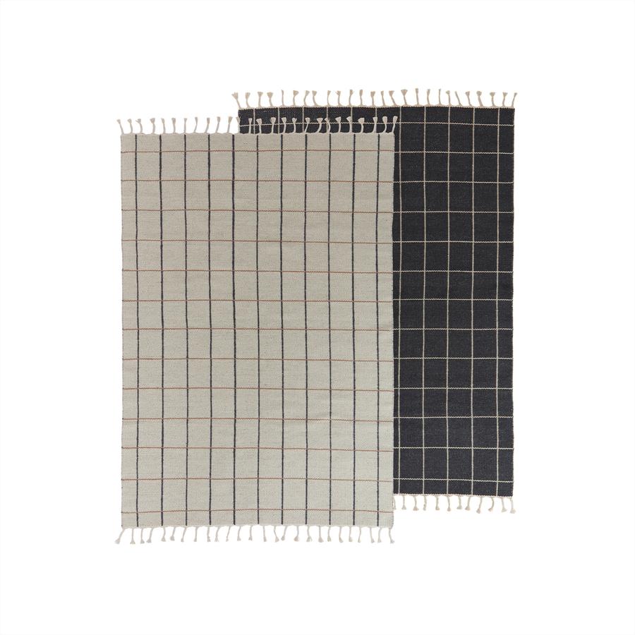 OYOY Living - Grid Tæppe - Offwhite / Anthracite