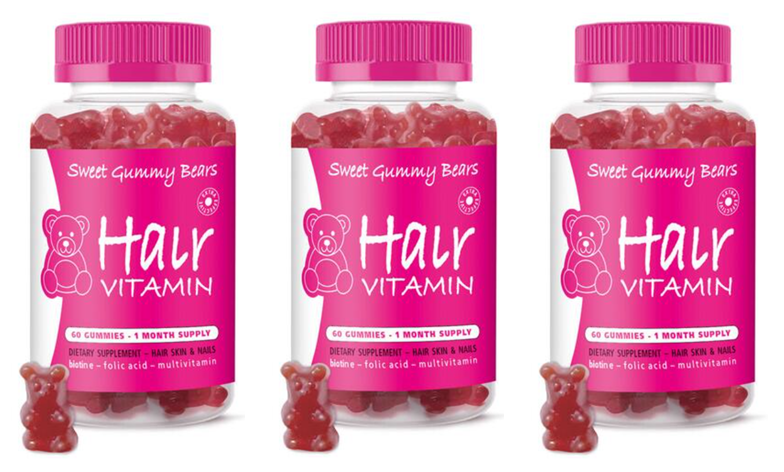 Sweet Gummy Bear - 3 x Hair Vitaminer 60 Pcs