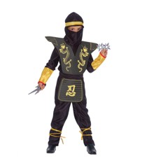 Ciao - Børnekostume - Sort Ninja Deluxe Sæt (135 cm)