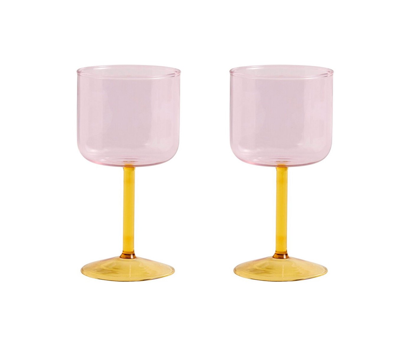 Køb HAY - Tint Vin Glas, Sæt af 2 - Pink og gul - 25.0 - Pink and yellow - Fri