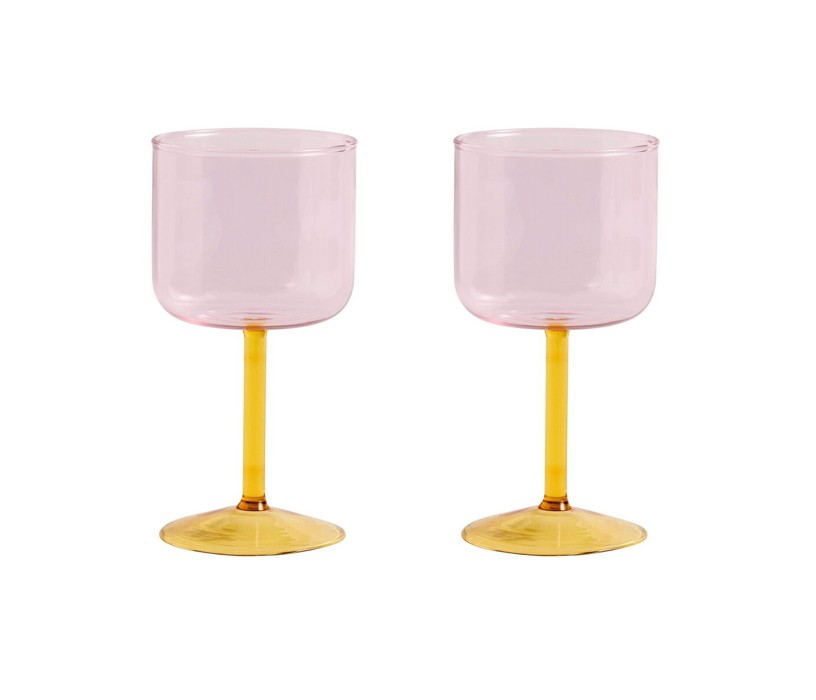 HAY - Tint Vin Glas, Sæt af 2 - Pink og gul