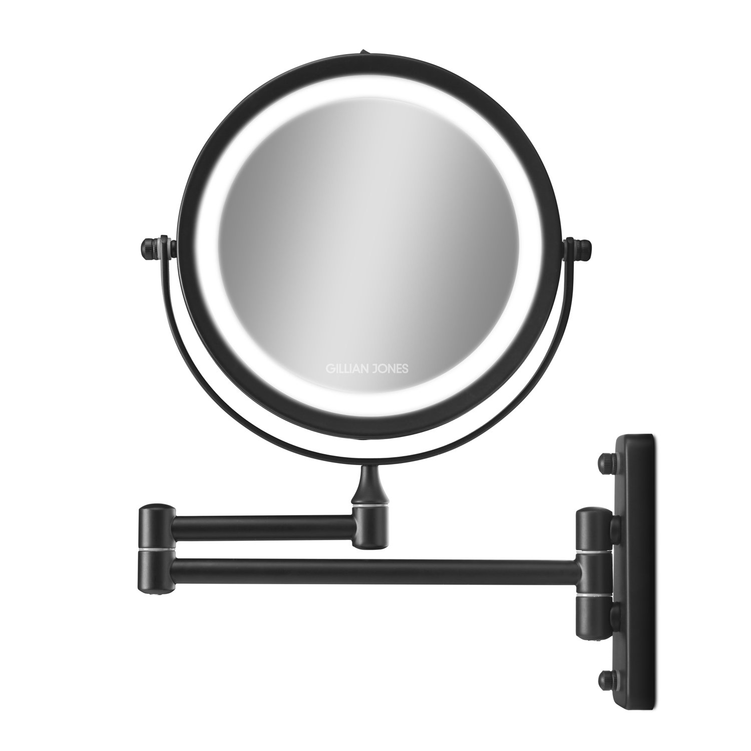Gillian Jones - Double-Sided Wall Mirror w. LED Light&x10 Magnification - Black - Skjønnhet