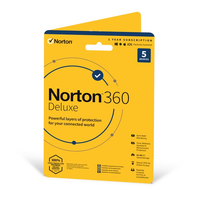 Norton - 360 Deluxe 50GB 1 bruger 5 enhed 12 måneder Nordisk