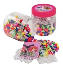 HAMA - Maxi perler 400 perler+2 plader i pink dåse (388791)