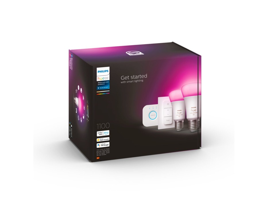 Philips Hue - Startkit 2xE27 + Bridge & Dimmer - White & Color Ambiance