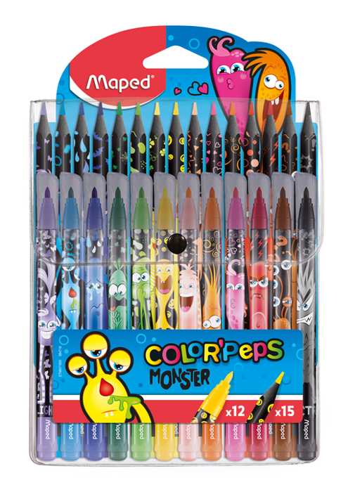 Maped - Color'Peps Monster set - 12 markers / 15 pencils (984718)