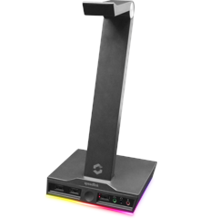 Speedlink - EXCELLO Illuminated Headset Stand, 3-Port USB 2.0 Hub, integrated Soundcard, black