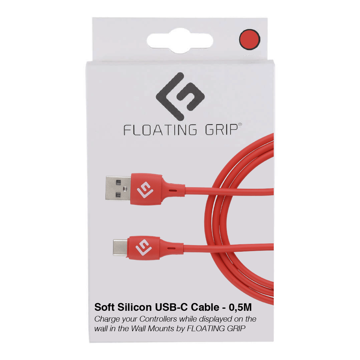 Floating Grip 0,5M Silicone USB-C Cable (Red) - Elektronikk