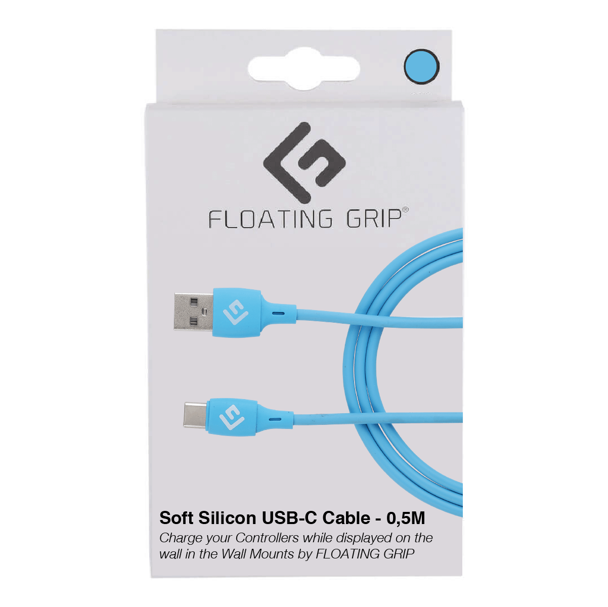 Floating Grip 0,5M Silicone USB-C Cable (Blue) - Elektronikk