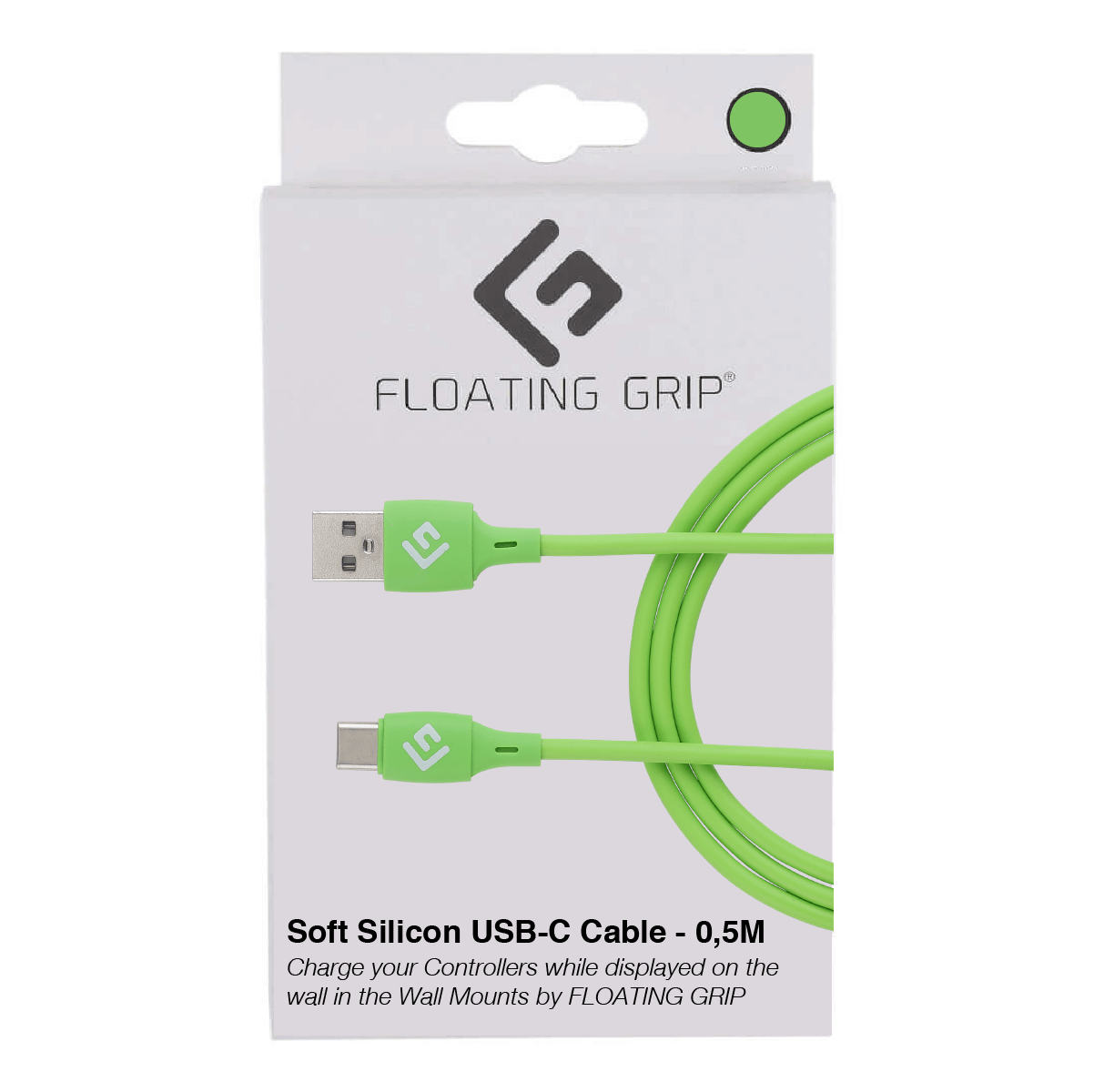 Floating Grip 0,5M Silicone USB-C Cable (Green) - Elektronikk