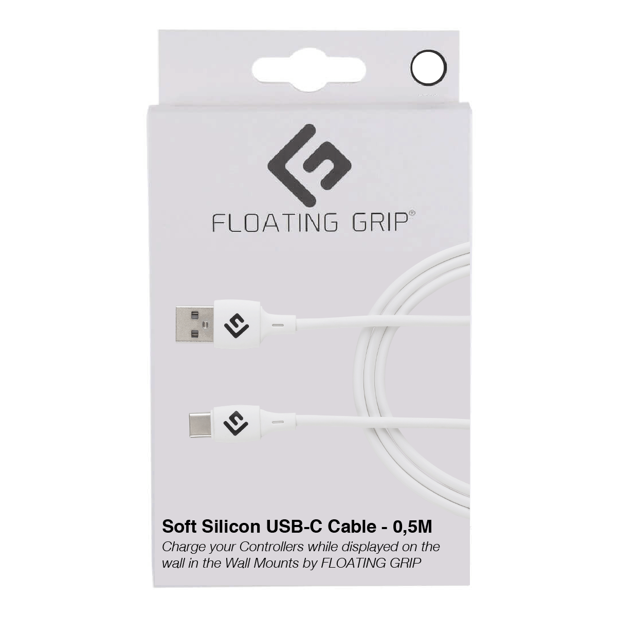 Floating Grip 0,5M Silicone USB-C Cable (White)