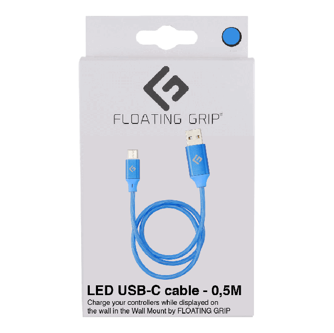 Floating Grip 0,5M LED USB-C Cable (Blue)