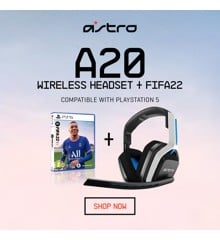 ​ASTRO Gaming A20 Wireless Headset PS5/PS4/PC/Mac - White/Blue​ + FIFA 22 Game Bundle