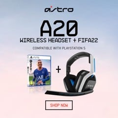 ​Astro Gaming A20 Wireless Headset PS5/PS4/PC/Mac - White/Blue​ + FIFA 22 Game Bundle