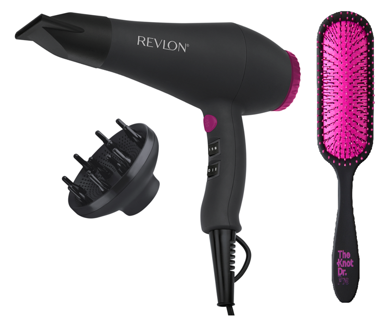 Revlon - Smooth Brilliance Hair Dryer + The Knot Dr. - The Pro Brush - Fushia