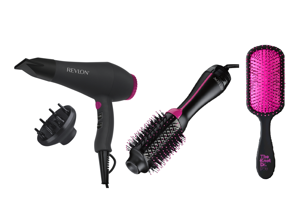 Revlon - Smooth Brilliance Hair Dryer & Airstyler Volumizer Professional + The Knot Dr. - The Pro Brush - Fushia