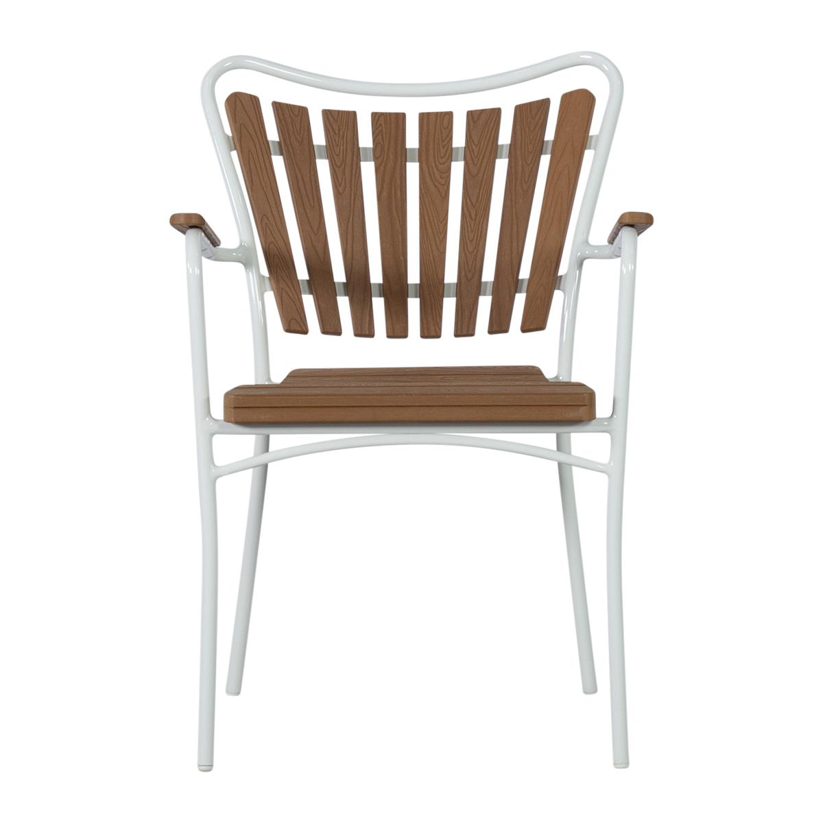 Cinas - Hard & Ellen Garden Chair - Polywood - White/Teak look (3515310)