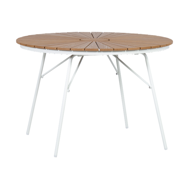 Cinas - Hard & Ellen Garden Table Ø 110 cm - Polywood - Hvid/Teak look