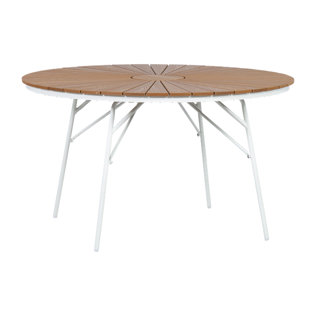 Cinas - Hard & Ellen Garden Table Ø 130 cm - Polywood - Hvid/Teak look