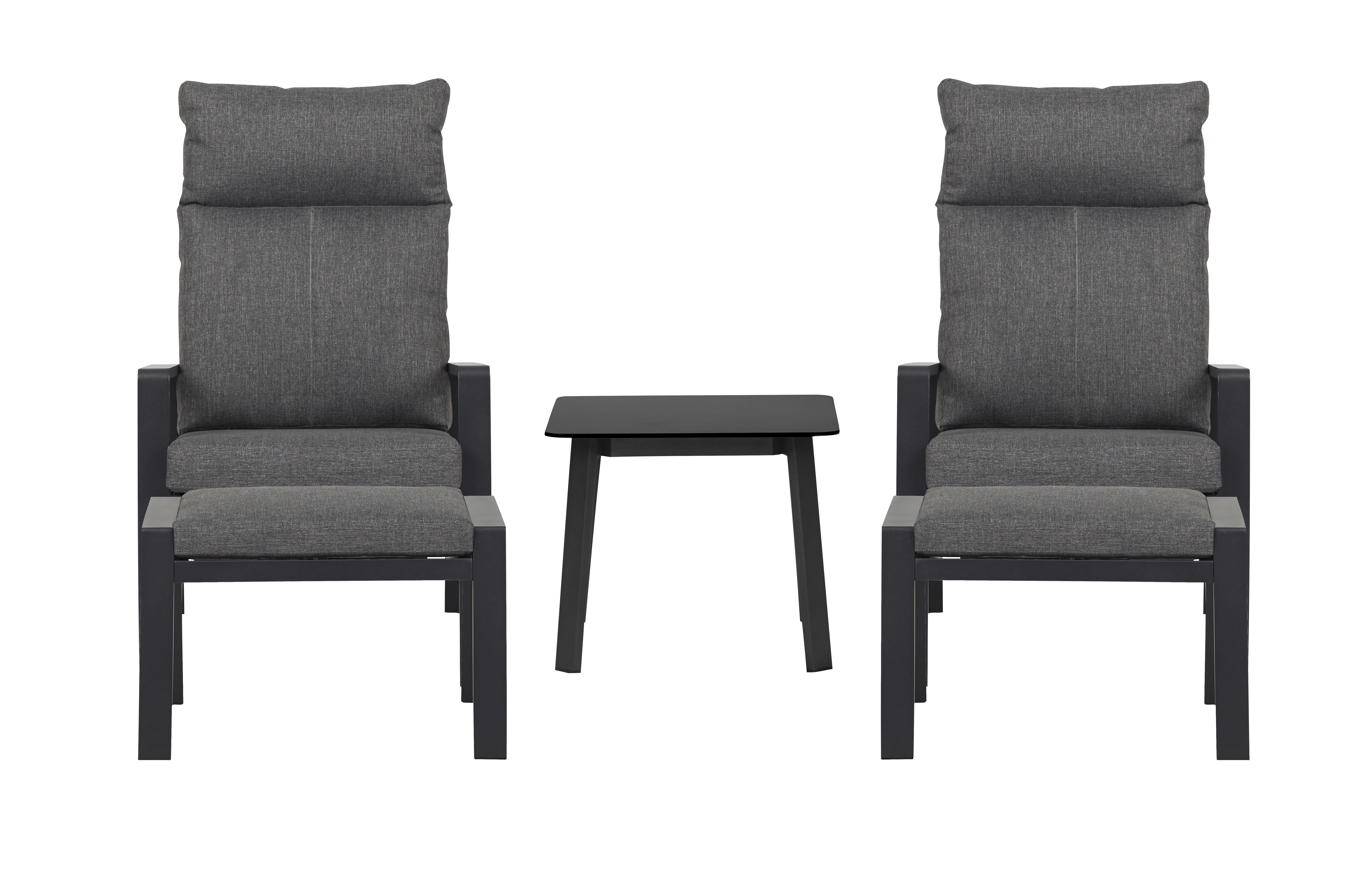 Living Outdoor - Glaenoe Garden Chair​ Set with cushion - BlackGrey/Grey - Aluminium/Polyester/Spraystone (48848)