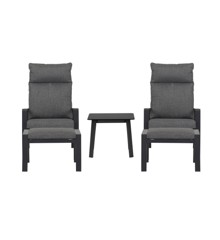 Living Outdoor - Glaenoe Garden Chair​ Set with cushion - BlackGrey/Grey - Aluminium/Polyester/Spraystone (48848)